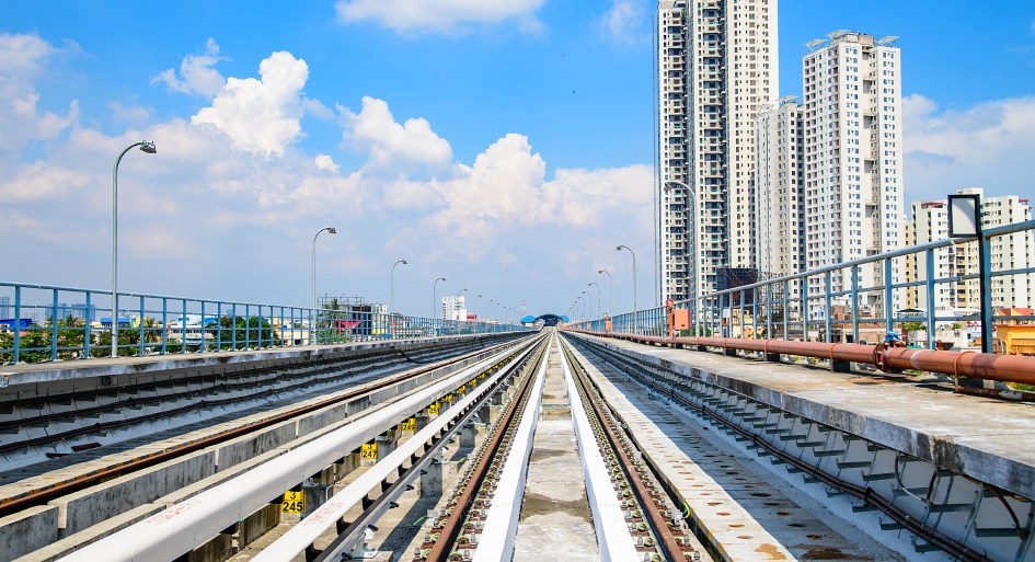 Fastening system for metro railway track